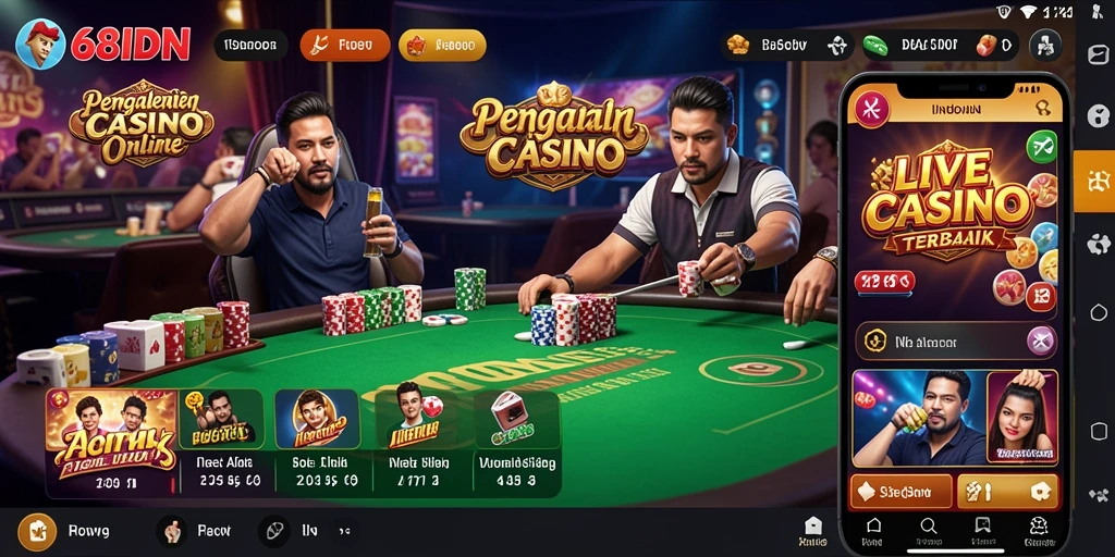 Screenshot gameplay 68IDN dengan dealer langsung di meja permainan.