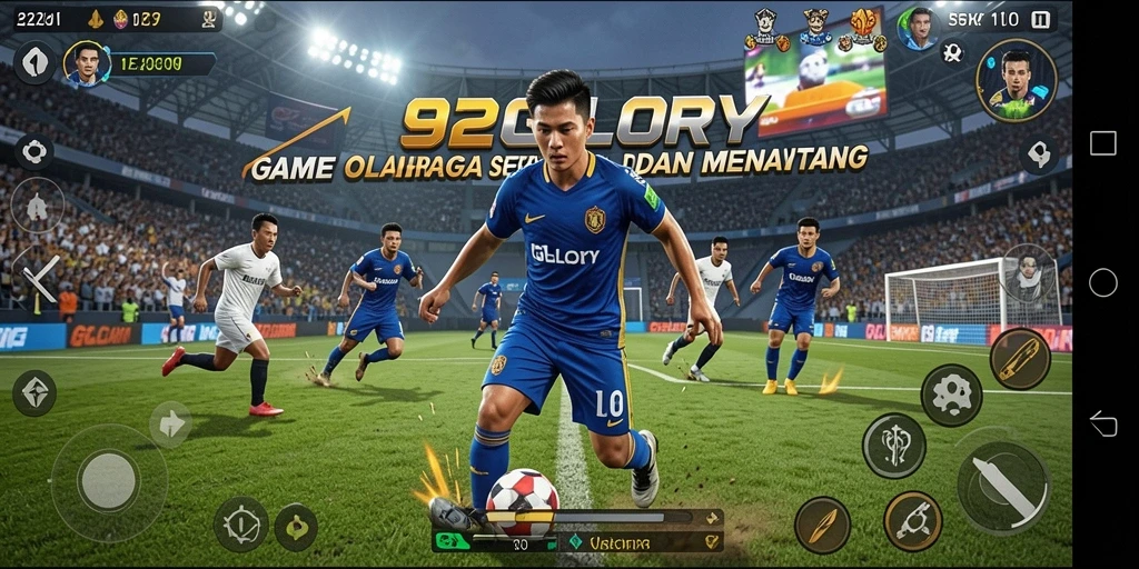 Tampilan gameplay seru dalam 92GLORY menampilkan aksi olahraga yang mendebarkan.