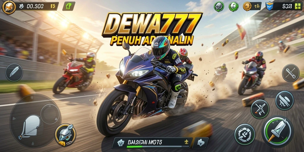 Tampilan gameplay aksi balapan motor yang mendebarkan di DEWA777.