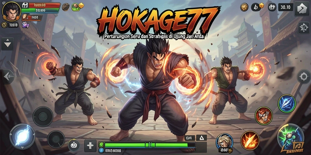 Tampilan seru dari gameplay HOKAGE77 dengan karakter bertarung.