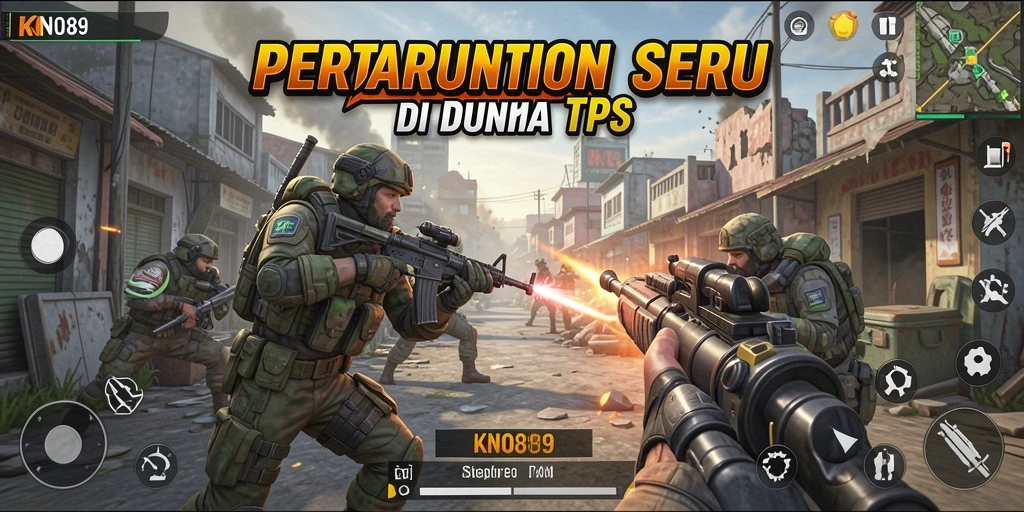 Screenshot utama KNO89 menampilkan aksi seru dalam permainan TPS.