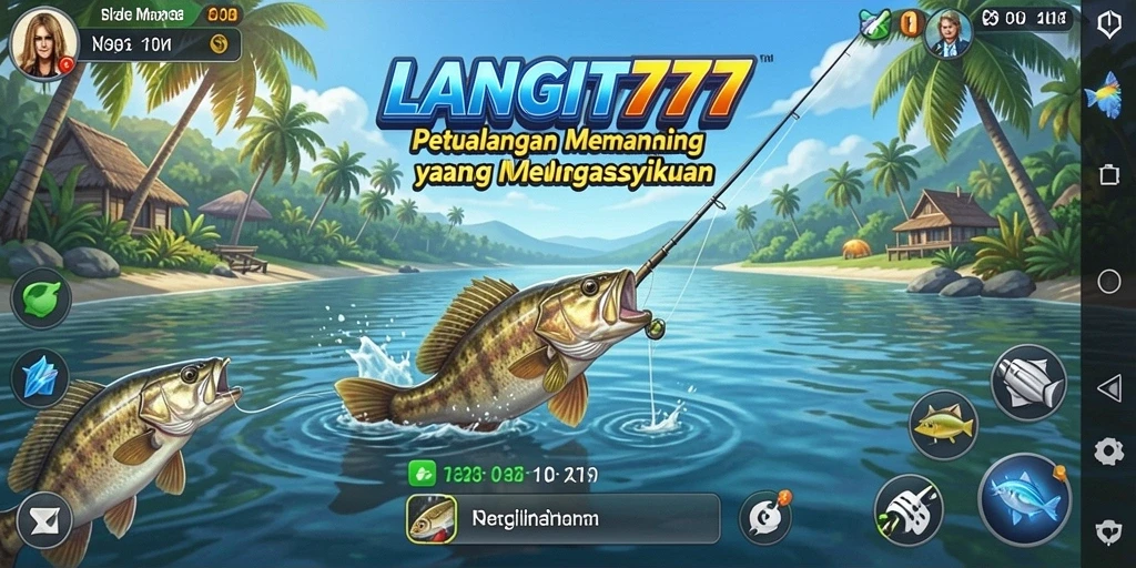 Screenshot menarik dari gameplay LANGIT777 saat memancing ikan besar.