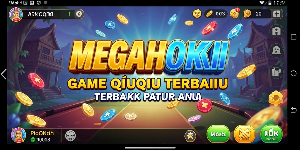 Screenshot gameplay <strong>MEGAHOKI</strong> menampilkan suasana pertandingan QiuQiu yang mendebarkan.