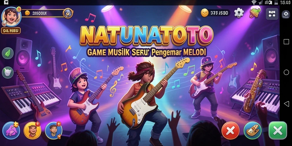 Screenshot gameplay NATUNATOTO menampilkan pengalaman bermain musik yang menarik.