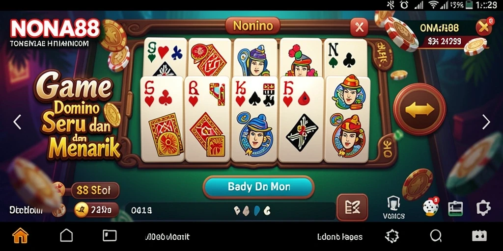 Tampilan gameplay seru NONA88 dengan kartu domino.
