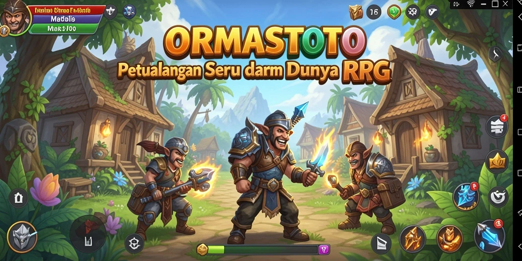Tampilan gameplay ORMASTOTO yang seru dengan pertarungan epik dan eksplorasi dunia.