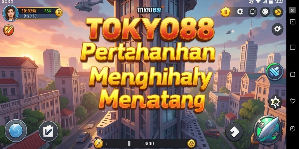 Tangkapan layar gameplay menampilkan pertempuran menara yang intens di TOKYO88.